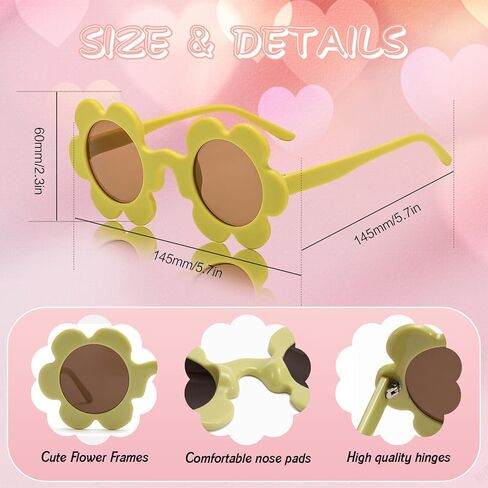 SUNOVELTIES 8 Pack Adults Round Flower Sunglasses 5.7" Womens Flower Glasses Cute Outdoor Summer Beach Pool Party Eyewear in Kuwait
