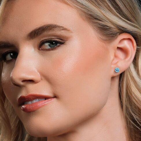 Gem Stone King 14K Yellow Gold Martini Earrings | 3 Prong Screw Back Stud Earrings for Women | Round 6MM | Gemstone Birthstone | Gold Earrings for Women in Saudi Arabia