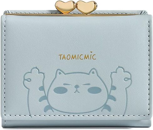 SUMGOGO محفظة صغيرة للنساء لطيف القط قلادة حامل بطاقة منظم الفتيات جيب أمامي محفظة نسائية للعملات المعدنية (A-أسود) in Kuwait