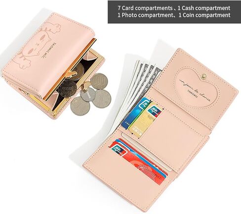 SUMGOGO محفظة صغيرة للنساء لطيف القط قلادة حامل بطاقة منظم الفتيات جيب أمامي محفظة نسائية للعملات المعدنية (A-أسود) in Kuwait