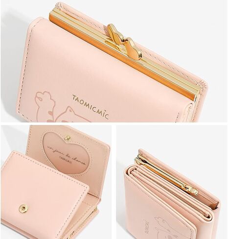 SUMGOGO محفظة صغيرة للنساء لطيف القط قلادة حامل بطاقة منظم الفتيات جيب أمامي محفظة نسائية للعملات المعدنية (A-أسود) in Kuwait