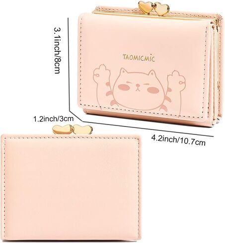SUMGOGO محفظة صغيرة للنساء لطيف القط قلادة حامل بطاقة منظم الفتيات جيب أمامي محفظة نسائية للعملات المعدنية (A-أسود) in Kuwait