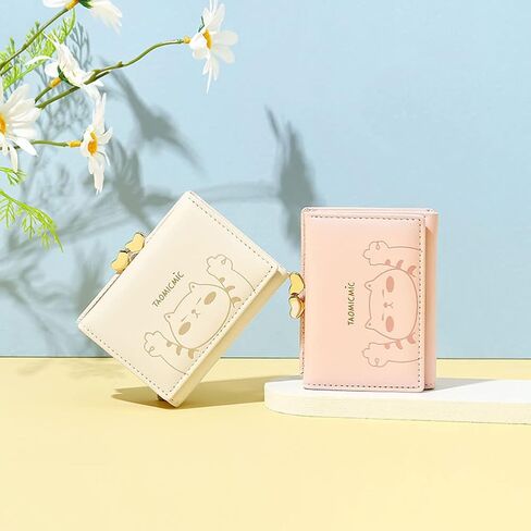 SUMGOGO محفظة صغيرة للنساء لطيف القط قلادة حامل بطاقة منظم الفتيات جيب أمامي محفظة نسائية للعملات المعدنية (A-أسود) in Kuwait