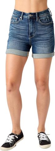 Judy Blue Women's High-Waist Tummy Control Vintage Wash Cuffed Shorts in Saudi Arabia