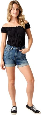 Judy Blue Women's High-Waist Tummy Control Vintage Wash Cuffed Shorts in Saudi Arabia