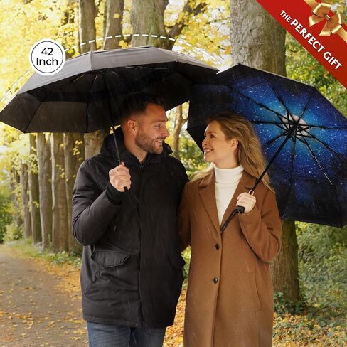 TUMELLA Strongest Windproof Travel Umbrella (Compact, Superior & Beautiful), Small Strong but Light Portable and Automatic Folding Rain Umbrella, Durable Premium Grip, Fits Car & Backpack in Saudi Arabia
