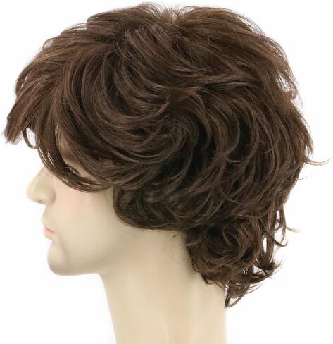 Men's Wig 70's 80's TV Star Wig Light Brown Natural Layered Hippie Wig Halloween Costume Cosplay Wig in Kuwait