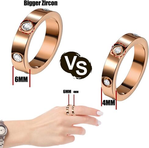 Love Friendship Rings 18K Gold Plated Silver with CZ 6mm Stainless Steel Promise Rings Wedding Band Fashion Love Rings for Her Women Teen Girls Valentine's Day with Gifts Box in Saudi Arabia