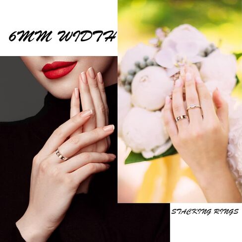 Love Friendship Rings 18K Gold Plated Silver with CZ 6mm Stainless Steel Promise Rings Wedding Band Fashion Love Rings for Her Women Teen Girls Valentine's Day with Gifts Box in Saudi Arabia