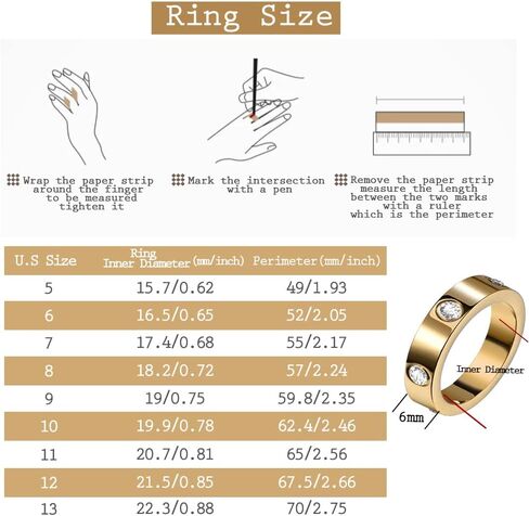 Love Friendship Rings 18K Gold Plated Silver with CZ 6mm Stainless Steel Promise Rings Wedding Band Fashion Love Rings for Her Women Teen Girls Valentine's Day with Gifts Box in Saudi Arabia
