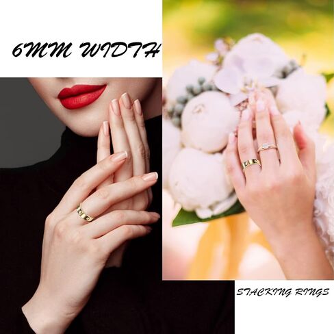 Love Friendship Rings 18K Gold Plated Silver with CZ 6mm Stainless Steel Promise Rings Wedding Band Fashion Love Rings for Her Women Teen Girls Valentine's Day with Gifts Box in Saudi Arabia
