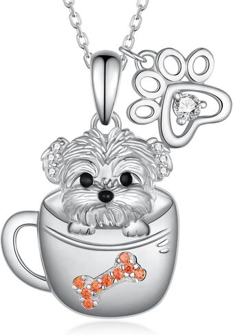 قلادة كورجي/المالطية من الفضة الإسترليني عيار 925 على شكل كلب للفتيات والنساء هدايا مجوهرات لطيفة على شكل كلب حيواني in Kuwait