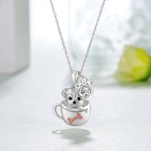 قلادة كورجي/المالطية من الفضة الإسترليني عيار 925 على شكل كلب للفتيات والنساء هدايا مجوهرات لطيفة على شكل كلب حيواني in Kuwait