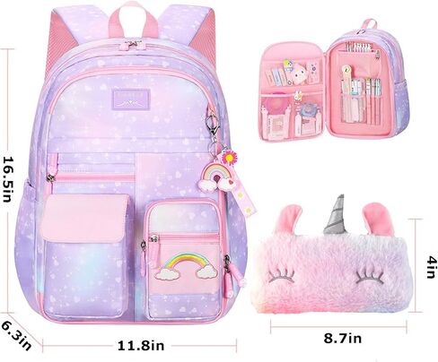 Girls Cute Bunny Backpack Kawaii School Bags Waterproof Laptop Backpack Blue Small in Kuwait