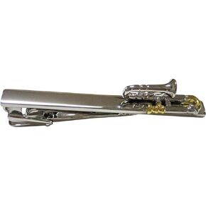 Two Toned Trombone Music Instrument Square Tie Clip