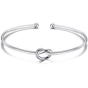 Ginger Lyne Collection Infinity Love Tie the Knot Bracelet for Women Bangle Sterling Silver Adjustable Open Stretch Fits Medium to Large Size Wrist Friendship Bridesmaids Gift