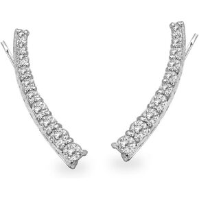 Sterling Silver Genuine, Simulated or Created Gemstone Round Graduated Climber Crawler Earrings