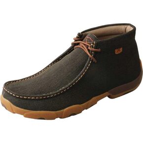 Twisted X Men's Steel Toe Chukka Driving Moc - Handcrafted Leather Safety Toe Shoes with Slip Resistant Outsole - Comfortable, Durable, and Stylish Lace-Up Boots, Charcoal, 13 W