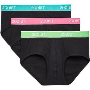 2(X)IST 3-Pack ESSENTIAL Contour Pouch Brief Turquoise/Summer Green/Carmine Rose LG
