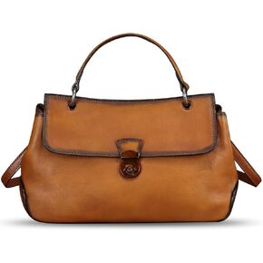 Genuine Leather Satchel for Women Vintage Leather Handbag Top Handle Bags Handmade Retro Purse Crossbody Bag