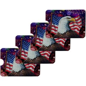 GRAPHICS & MORE Eagle Patriotic 4th of July Celebration American Flag Fireworks Credit Card RFID Blocker Holder Protector Wallet Purse Sleeves Set of 4