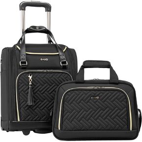 Coolife Luggage Carry On Luggage Underseat Luggage Suitcase Softside Wheeled Luggage Lightweight Rolling Travel Bag Underseater (Black, Carry-On 16-Inch)