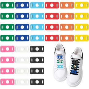 FINGERINSPIRE 36Pcs 9 Colors Shoe Lace Charms Colorful Shoelaces Decorations Clips PVC Shoe Lace Tags 1.2x0.5x0.07 inch Shoelace Adapter DIY Shoelace Decors Accessory for Sneakers Boots Runners