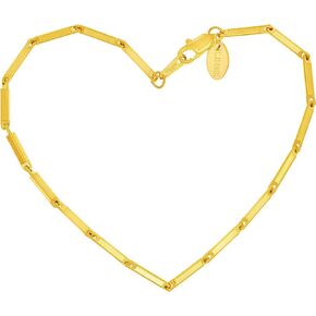 LIFETIME JEWELRY 2.5mm Bar Link Chain Anklet for Women Teen 24k Real Gold Plated