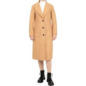 Women's Wool Blend Pea Coat Notch Lapel Single Breasted Classic Winter Long Wool Trench Coat