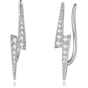 Snake/Lightning Bolt Stud Earrings Sterling Silver Huggie Hoop Earrings Minimalist Hypoallergenic Long Dangle Serpent Snake Jewelry for Halloween Women and Girls in Kuwait