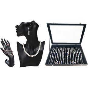 مجموعة من 3 قطع من تمثال عرض المجوهرات من بابينيمو وصندوق مجوهرات مع سطح زجاجي in Kuwait