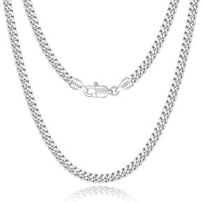 Italian Solid 18k Gold Over 925 Sterling Silver Chain Necklace for Men Women Boys, 3.5mm Thick Diamond Cut Cuban Link Chain for Men Women, Sturdy & Comfortable & Shiny 16 18 20 22 24 26 Inch
