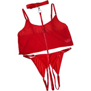 EHSUYAB 3PC Womens Mesh Lingerie Set, Removable Choker, Sheer Bra And Panty in Saudi Arabia