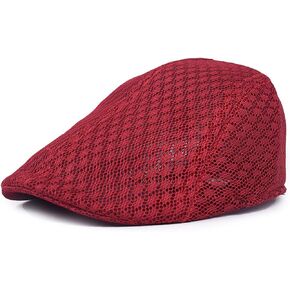 Men Mesh Flat Cap Breathable Summer Hat Newsboy Hat Ivy Hat Cabbie Hat