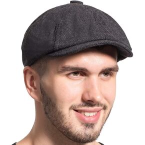Gatsby Newsboy Hat Men Women Classic Herringbone 8 Panel Trendy Tweeb Flat Cap