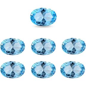 JAI GEMS 10 قطع من أحجار التوباز الأزرق الطبيعي ذات الأوجه البيضاوية، الكثير بالجملة، مستلزمات صناعة المجوهرات in Kuwait