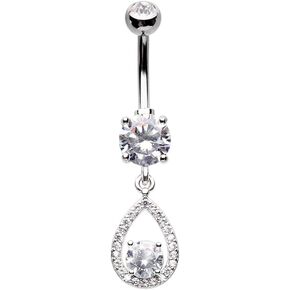 Inspiration Dezigns Multigem Dangle TearDrop Cubic Zirconia Belly Button Ring, Gold Plated Steel, cubic-zirconia in Kuwait