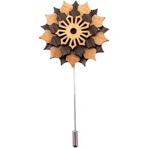 Wood Lapel Flower Wooden Boutonniere Brooch Floral Lapel Pin Handmade Jewelry for Wedding Corsage Suit Accessories