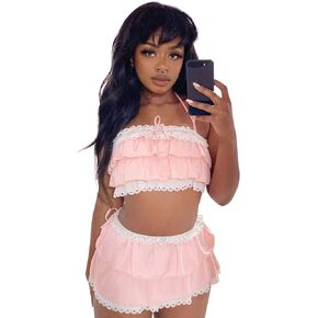 YOMORIO Womens Kawaii Japanese Ruffle Bikini Swimsuit Anime Cute Cat Cosplay Lingerie Costume