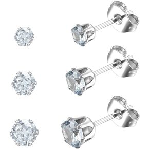 Cubic Zirconia Stud Earrings for Women Men Girls 20G Stainless Steel CZ Studs Earrings Set Multi-Pack Sleeper Earrings for Cartilage Helix Lobe Piercing-3/4/5/6/7/8mm