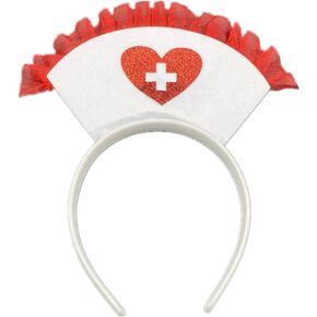 Nurse Hat Headband with Red Cross,Cosplay Props Costume Accessory for Halloween Carnival Birthday Party