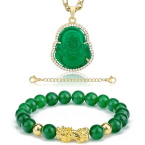 مجموعة قلادة سوار ZenBless Fengshui Porsperity Jade مجموعة سحر محظوظ in Kuwait