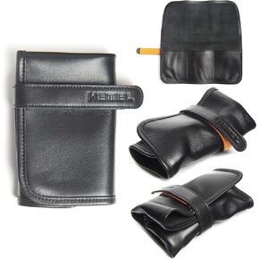 Hemel Leather Watch Roll Travel Case Wrist Watch Roll Case Made with Full Grain Sheepskin Leather, Velcro Strap, Hand Buffed Suede - 3-Slot Leather Watch Travel Case for Men & Women - Cognac Brown