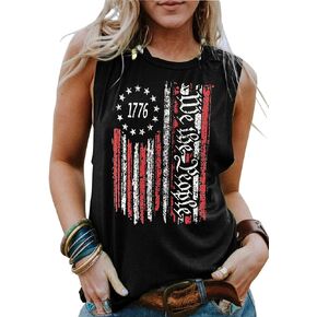 American Flag Tank Tops Women Patriotic Shirt USA Flag Stars Stripes Print Sleeveless T-Shirt 4th of July Tee Tops in Saudi Arabia