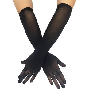 DRHOM Women Men Full Finger Long Gloves Mesh See Through Sheer Sheer Sun Protection Opera Gloves Mittens Clubwear