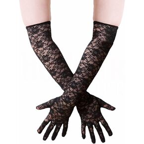 COSFAN Long Lace Gloves,Women's Floral Lace Gloves,Wedding Gloves for Bride,Elbow Length Gloves for Opera 1920s Costume
