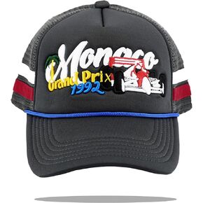 GCBalaclava Monaco Grand Prix 1992 Racing Premium Trucker hat Fishing bass Trendy car mesh hat Automotive USA Baseball hat Grey