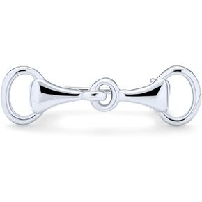 Equine Cowgirl Equestrian Gift Double Bit Horse Snaffle Bit Brooch Pin Western Jewelry For Women Yellow 14K Gold Plated .925 Sterling Silver
