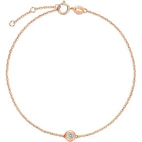 Carleen 18K Solid Gold Solitaire One Genuine Bezel Set Small Tiny Round 0.10ct Diamond Layered Mixed Dainty Bracelet Minimalist Delicate Fine Jewelry for Women Girls, 6.7"+1.2"