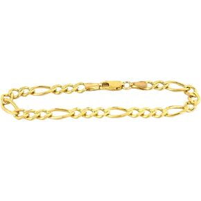 Real 10K Yellow Gold Hollow Figaro Women 3.5mm, 7" to 10"